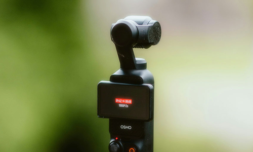 DJI Pocket 2 camera attached to a pole