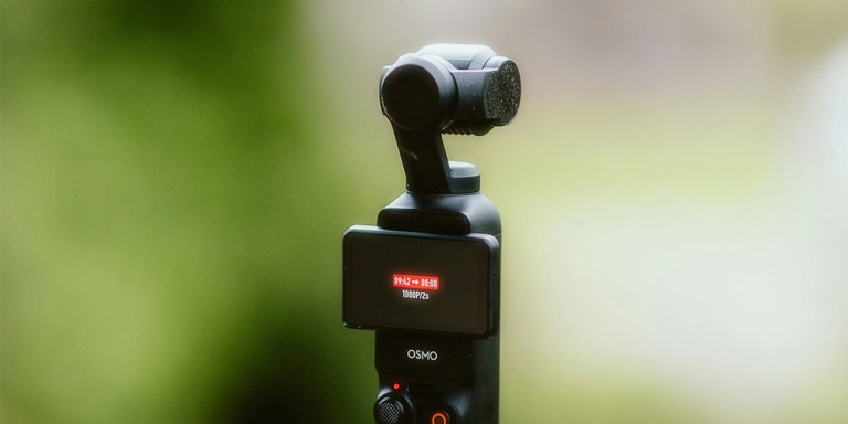 DJI Pocket 2 camera attached to a pole